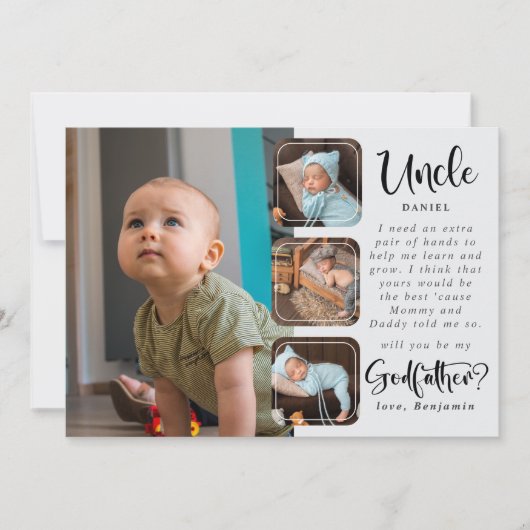 Carte Collage photo moderne Proposition de parrain (Devant)