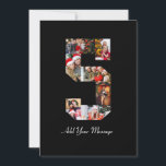 Carte Collage photo noir et blanc numéro 5<br><div class="desc">Ce produit personnalisable est l'endroit où les photos sont disposées pour former la forme d'un nombre. Il est souvent utilisé pour les célébrations de jalons comme les anniversaires, les anniversaires de mariage ou les réalisations, permettant aux utilisateurs de mettre en valeur des images mémorables dans un seul affichage accrocheur. Les...</div>