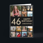 Carte Collage photo pour 46e anniversaire 13 photos Noir<br><div class="desc">Collage photo joyeux 46e anniversaire 13 photos Carte d'anniversaire noire et or pour tout âge. 1er 13e 15e 16e 18e 20e 21e 30e 40e 50e 60e 70e 80e 90e 100e, Tous les âges. Pour une personnalisation supplémentaire, veuillez cliquer sur le bouton "Personnaliser" et utiliser notre outil de conception pour modifier...</div>