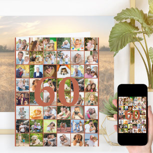 Carte Collage photo pour 60 ans ou tout âge Grand Annive