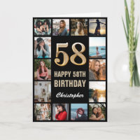Collage photo pour le 58e anniversaire noir et or