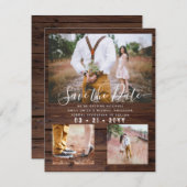 Carte Collage photo rustique Enregistrer la date (Devant / Derrière)