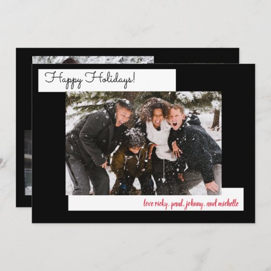 Carte Collage photo Simple Black Holiday 5 (Devant / Derrière)