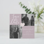 Carte Collage photo simple en rose de coeur (Debout devant)