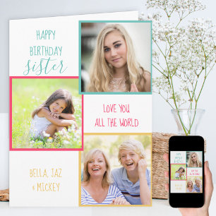 Carte Collage photo Soeur 3 Anniversaire personnalisé