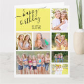 Carte Collage photo Soeur 7 Anniversaire personnalisé (Devant)