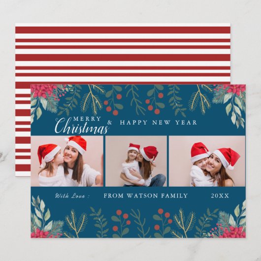 Carte Collage photo Sucre de canne rouge et blanc (Devant / Derrière)