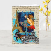 Carte Collage romantique vintage Paris (Fleur jaune)