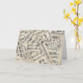 Carte Collage vintage papier de musique (Fleur jaune)