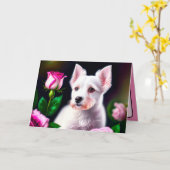 Carte Collection Chien Doux et Rose (Fleur jaune)