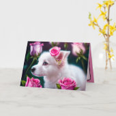 Carte Collection Chien Mignon Et Rose (Fleur jaune)