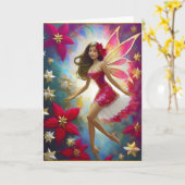 Carte Collection de fées de Noël - Cheveux Brown légers (Fleur jaune)