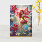 Carte Collection de fées de Noël - Cheveux rouges (Fleur jaune)