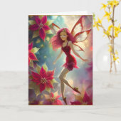 Carte Collection de fées de Noël - Cheveux rouges Roses (Fleur jaune)