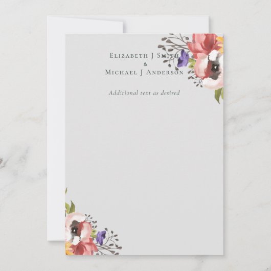 Carte Collection de Mariages de couleurs de automne rust (Dos)