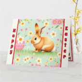 Carte Collection de Pâques de lapin de vacances moderne (Fleur jaune)