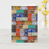 Carte collection de plaques d'immatriculation rouille ré (Fleur jaune)