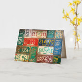 Carte collection de plaques d'immatriculation rouillées  (Fleur jaune)