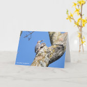 Carte Collection d'oiseaux : Pic (notes en blanc) (Fleur jaune)