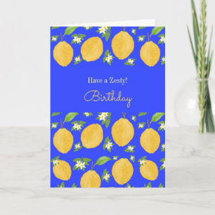 Carte Collection Lemon Bloom bleu à motifs Anniversaire