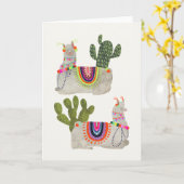 Carte Collection Llamarama| Llamas souriantes (Fleur jaune)
