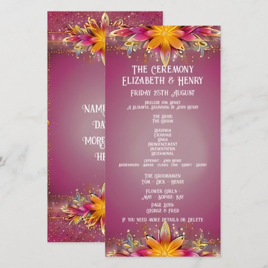 Carte Collection Mariage d'élégance florale rose (Devant / Derrière)