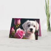 Carte Collection Petit Chien Et Rose (Devant)