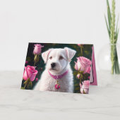 Carte Collection Petit Chien Et Rose (Devant)