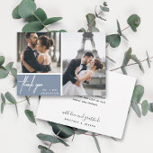 Carte Collection photo bleu Dusty moderne Merci Mariage