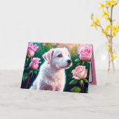 Carte Collection Roses et Beau Chien (Fleur jaune)