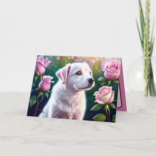 Carte Collection Roses et Chien Beau (Devant)