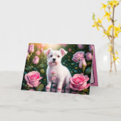 Carte Collection Roses et Petit Chien (Fleur jaune)