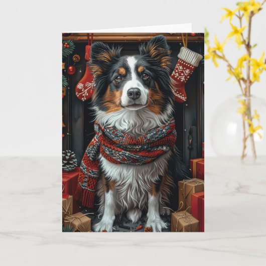Carte Colley Rough avec des cadeaux de Noël Cheminée (Fleur jaune)