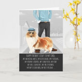 Carte Collie de la Fête des pères de chien drôle (Fleur jaune)