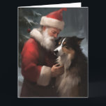 Carte Collie frontalier avec Noël Festif du Père Noël<br><div class="desc">Laissez-vous tenter par l'esprit des vacances grâce à notre design de Noël Père Noël et Chien. C'est l'ajout parfait à votre collection festive !</div>