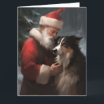 Carte Collie frontalier avec Noël Festif du Père Noël<br><div class="desc">Laissez-vous tenter par l'esprit des vacances grâce à notre design de Noël Père Noël et Chien. C'est l'ajout parfait à votre collection festive !</div>