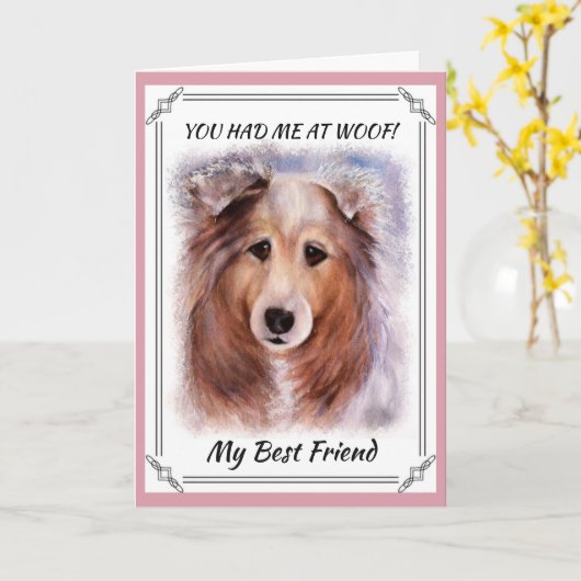 CARTE COLLIE GORGEUSE (Fleur jaune)