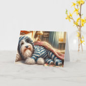 Carte Collie hérissée Se Bien Bientôt (Fleur jaune)