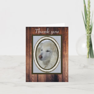 Carte Collie/Husky Photo & Merci en bois noir