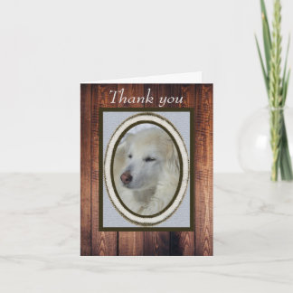 Carte Collie/Husky Photo & Merci en bois noir