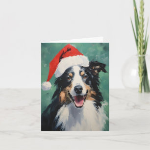 Carte Collie peinture de Noël
