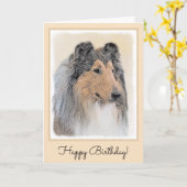 Carte Collie (Rough) Peinture - Cute Original Dog Art (Fleur jaune)