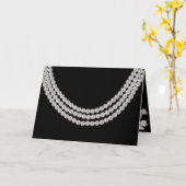 Carte collier de perle d'anniversaire sur noir (Fleur jaune)