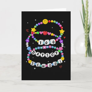 Carte Collier perlé 100 jours d'école Mignon Coloré