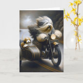 Carte Collies D'Anniversaire À Moto (Fleur jaune)