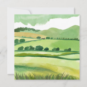 Carte Colline verdoyante luxuriante   Aquarelle de natur