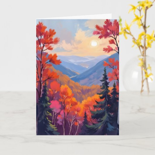 Carte Collines d'Automne | Feuilles d'Automne Feuillage  (Fleur jaune)