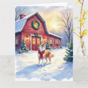 Carte Colllie Border à l'aquarelle Ferme de Noël de camp