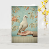 Carte Colombe Blanche Paisible (Fleur jaune)