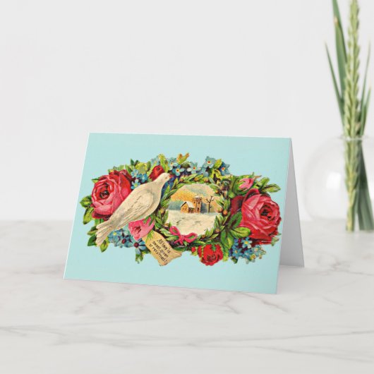 Carte colombe blanche victorienne et message d'amour (Devant)